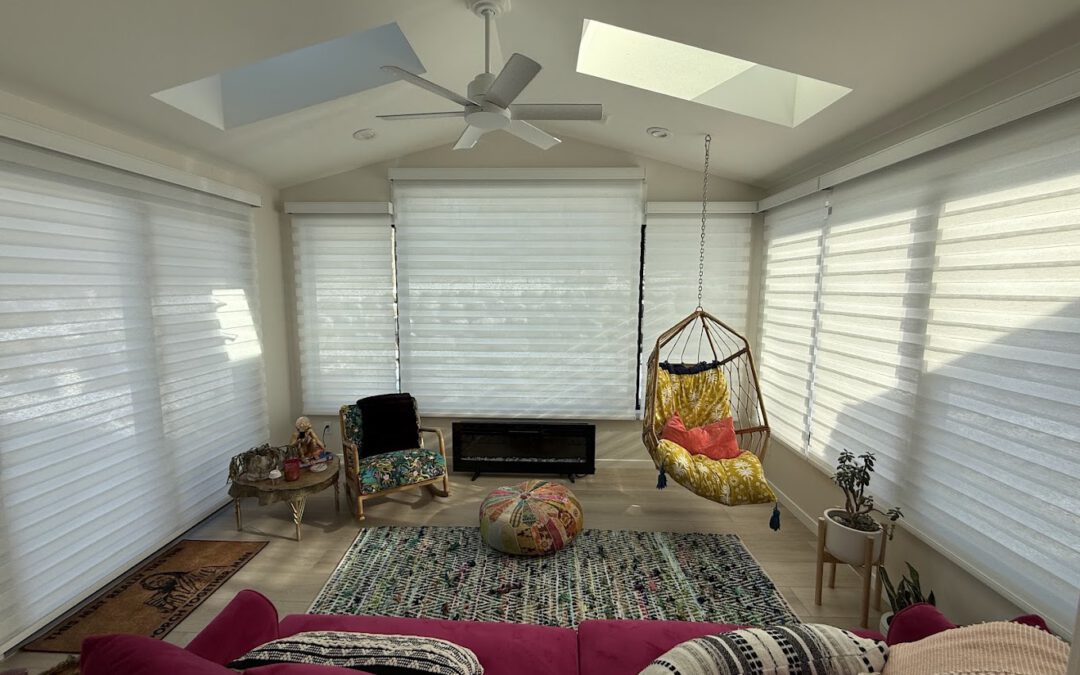 Bright & Boho Sunroom with Layered Light Control